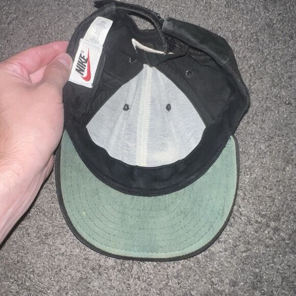 Vintage 90s Nike Golf Hat Cap Strap Back Adjustable Black Embroidered Logo Adult - Picture 7 of 7